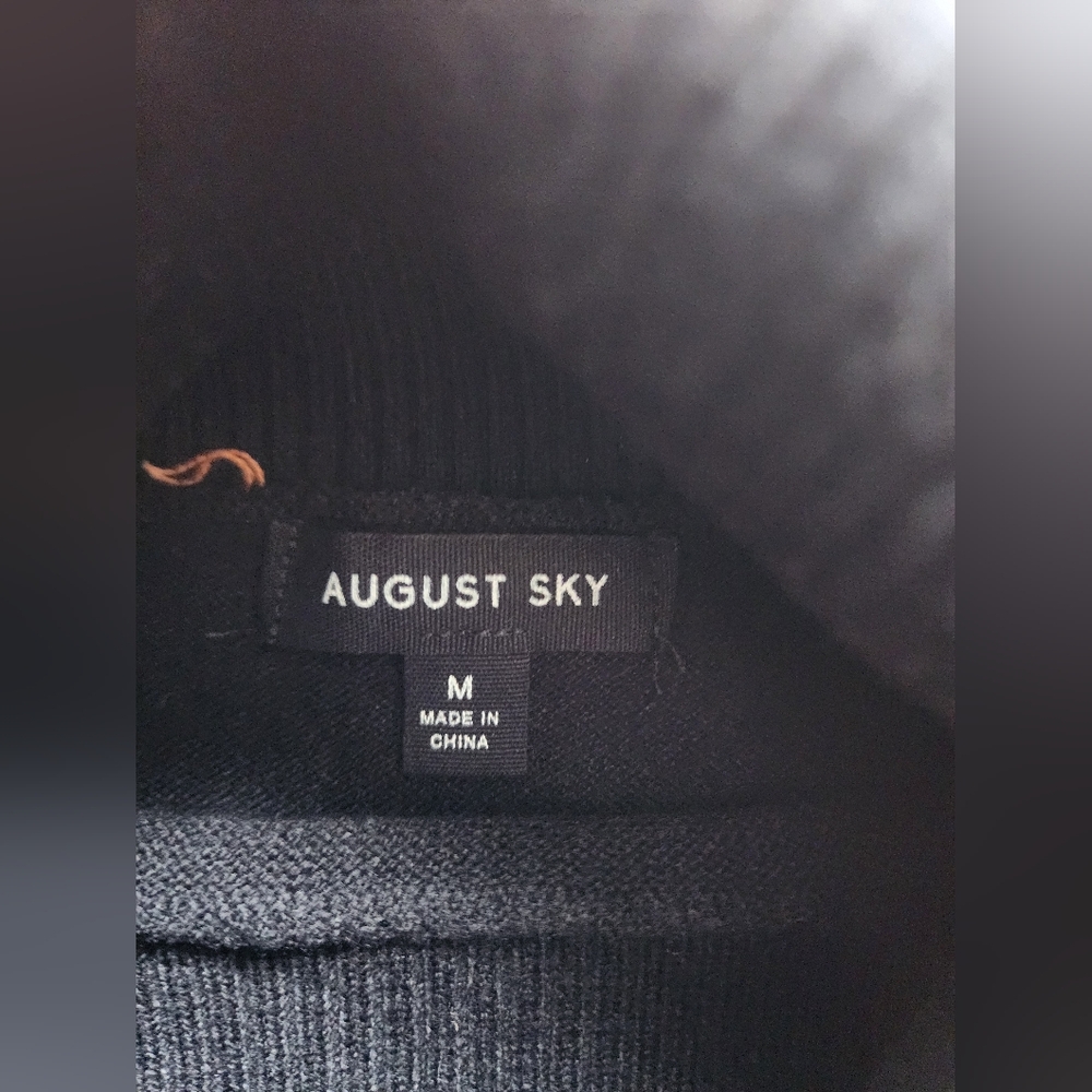 Size M - August Sky Elegant Black  Turtleneck Ballon Sleeve Sweater Dress - Picture 4 of 4
